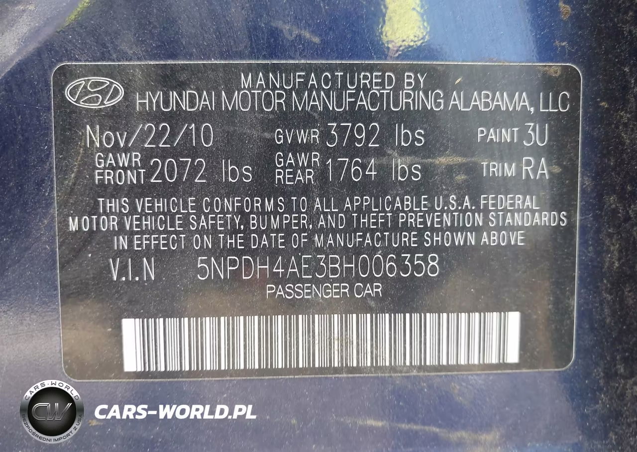 2011 Hyundai Elantra Gls VIN:5NPDH4AE3BH006358 - 9