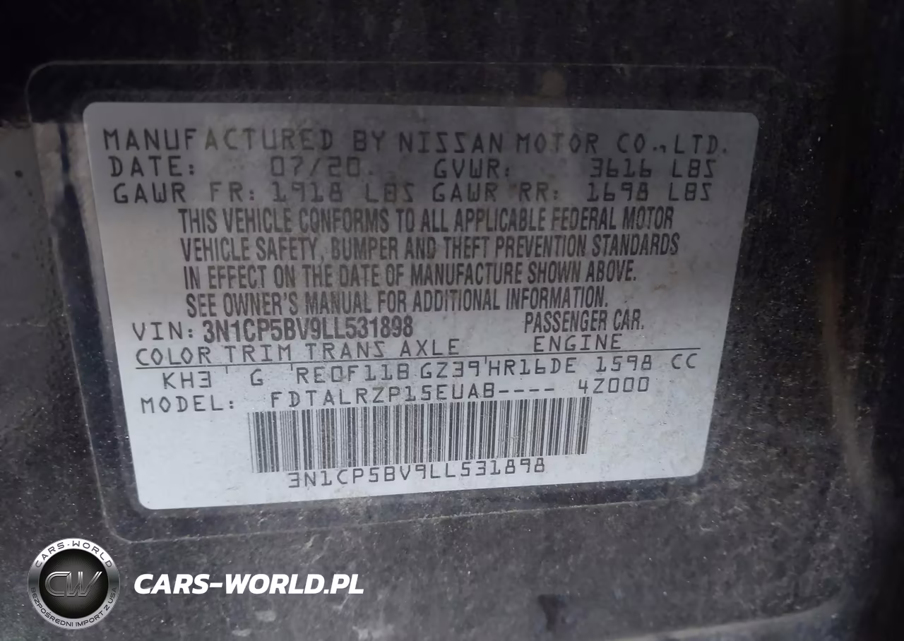 2020 Nissan Kicks S Xtronic Cvt VIN:3N1CP5BV9LL531898 - 9