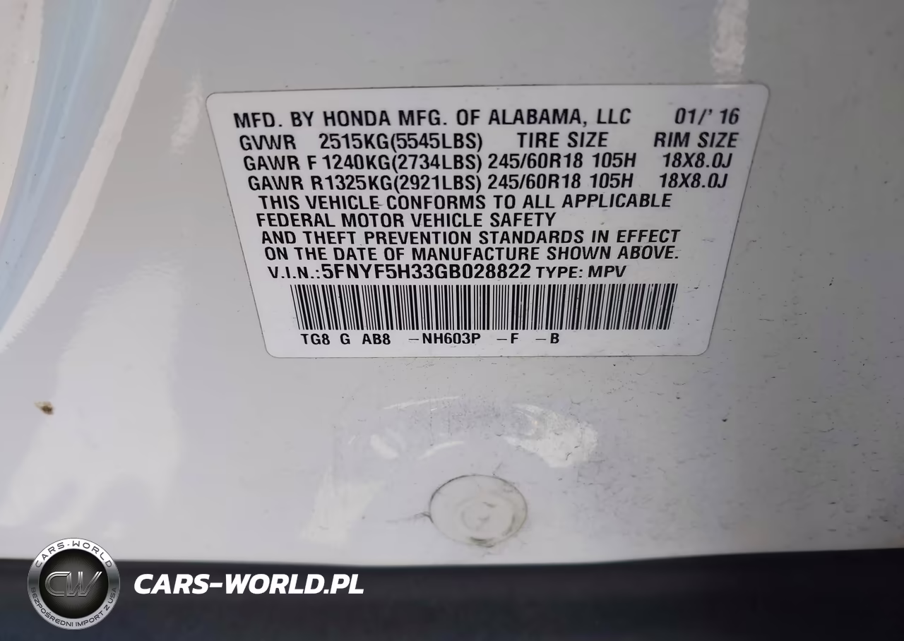 2016 Honda Pilot Ex VIN:5FNYF5H33GB028822 - 9