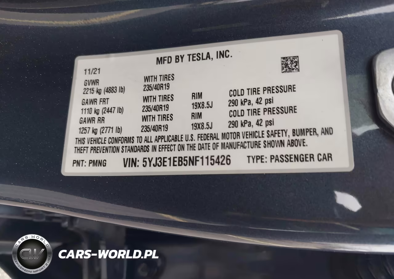 2022 Tesla Model 3 Long Range Dual Motor All-Wheel Drive VIN:5YJ3E1EB5NF115426 - 9