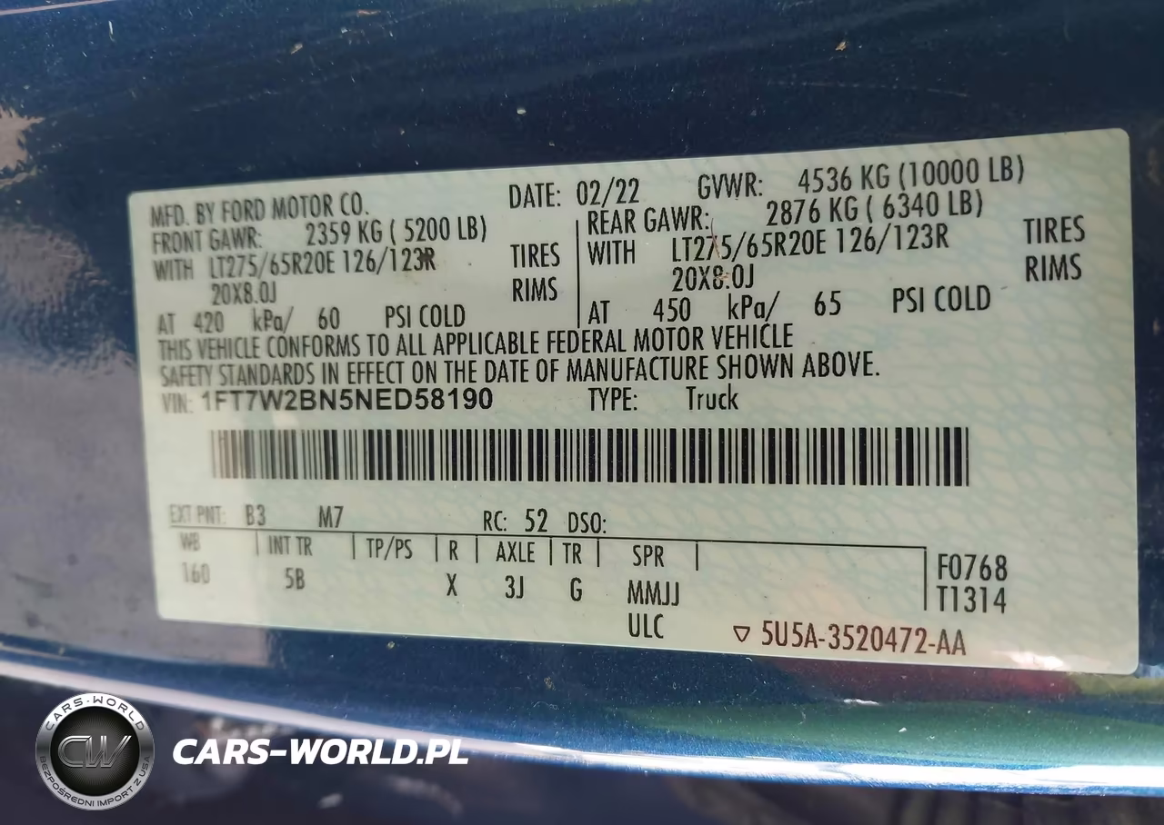 2022 Ford F-250 Lariat VIN:1FT7W2BN5NED58190 - 9
