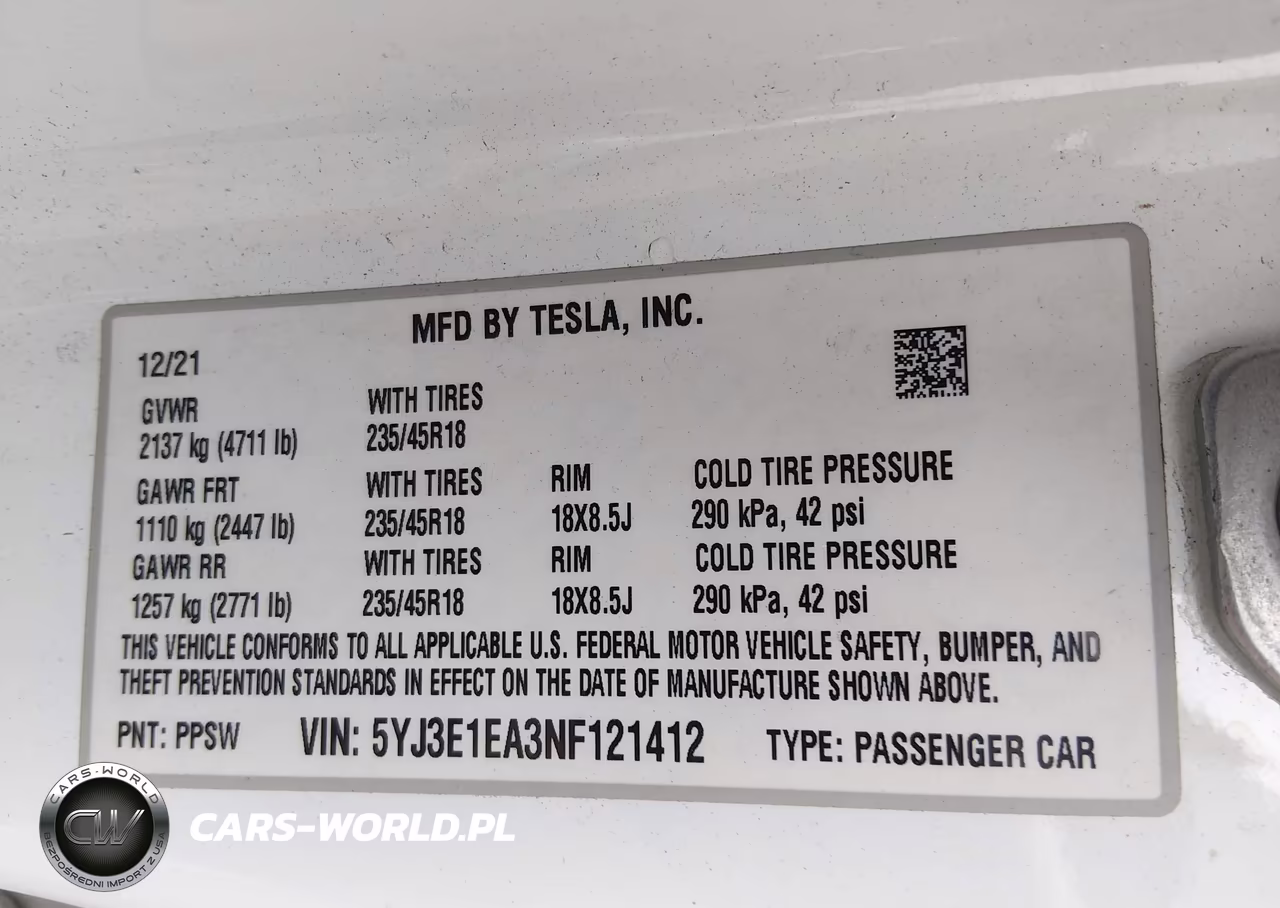 2022 Tesla Model 3 Rear-Wheel Drive VIN:5YJ3E1EA3NF121412 - 9
