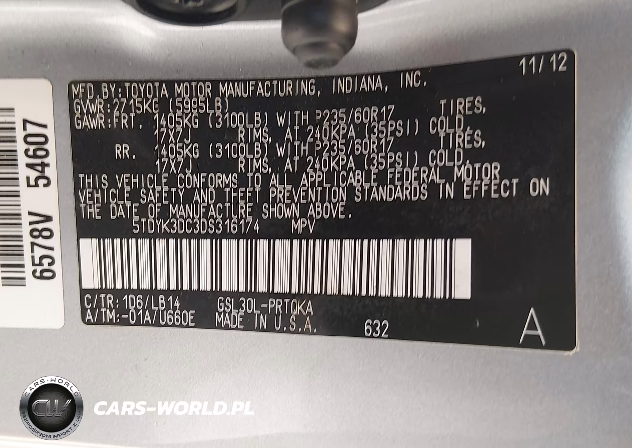2013 Toyota Sienna Xle V6 8 Passenger VIN:5TDYK3DC3DS316174 - 9