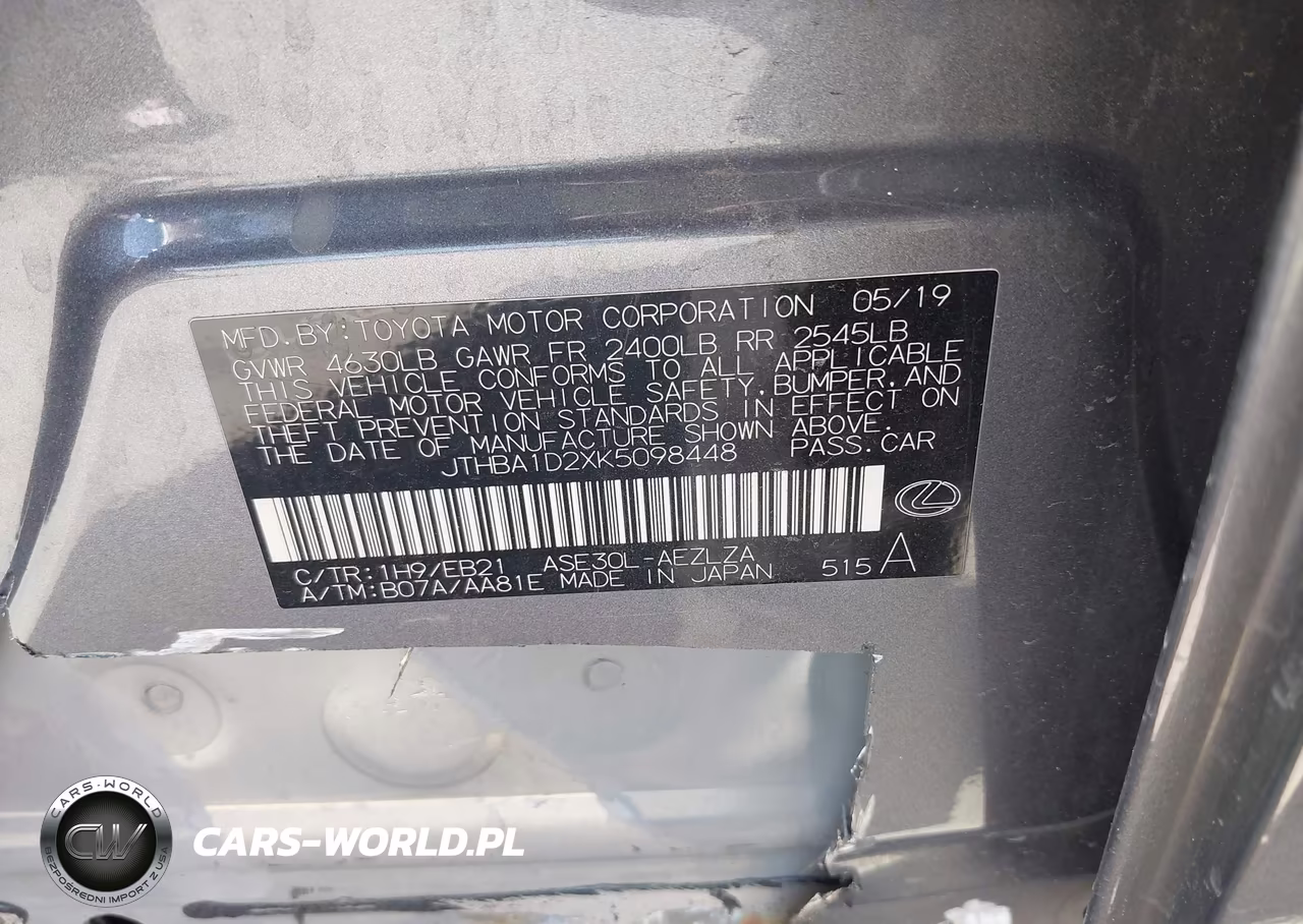 2019 Lexus Is 300 VIN:JTHBA1D2XK5098448 - 9
