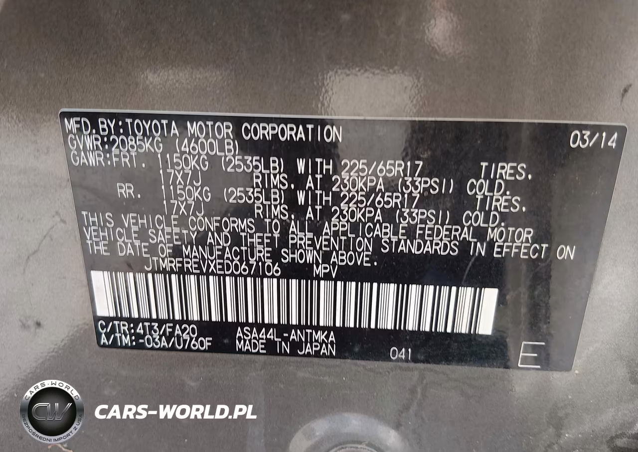 2014 Toyota Rav4 Xle VIN:JTMRFREVXED067106 - 9