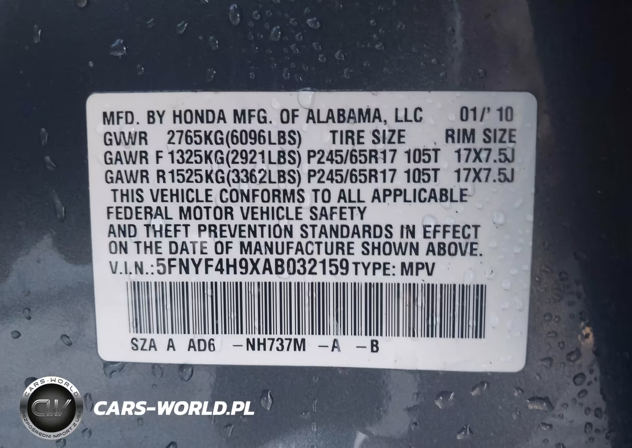 2010 Honda Pilot Touring VIN:5FNYF4H9XAB032159 - 9