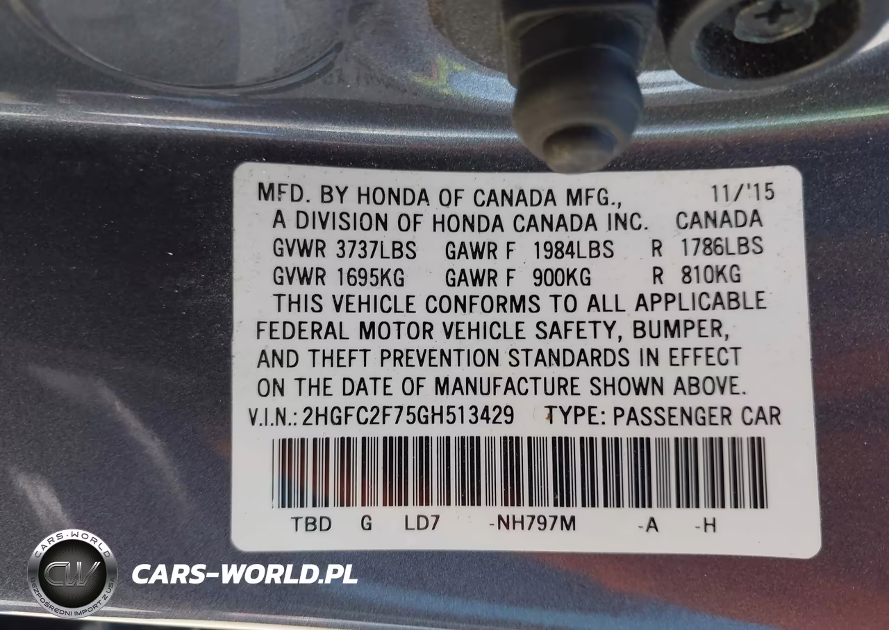 2016 Honda Civic Ex VIN:2HGFC2F75GH513429 - 9