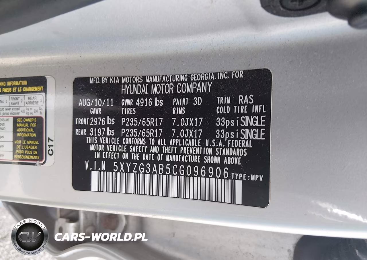 2012 Hyundai Santa Fe Gls VIN:5XYZG3AB5CG096906 - 9