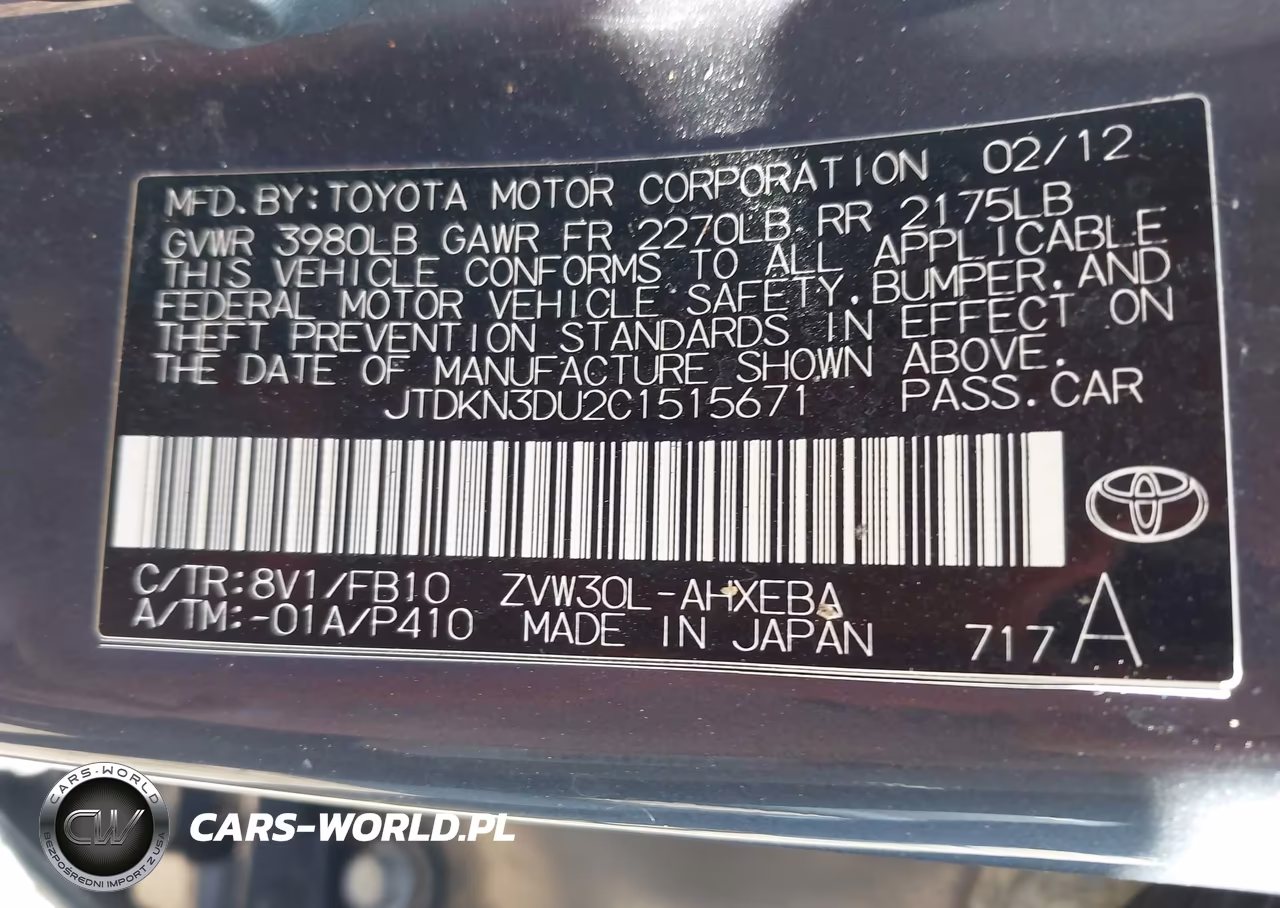 2012 Toyota Prius Three VIN:JTDKN3DU2C1515671 - 9