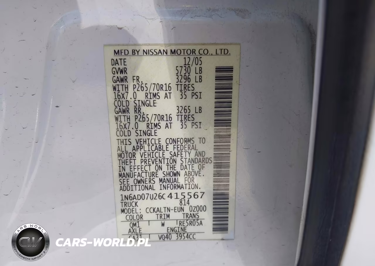 2006 Nissan Frontier Se VIN:1N6AD07U26C415567 - 9