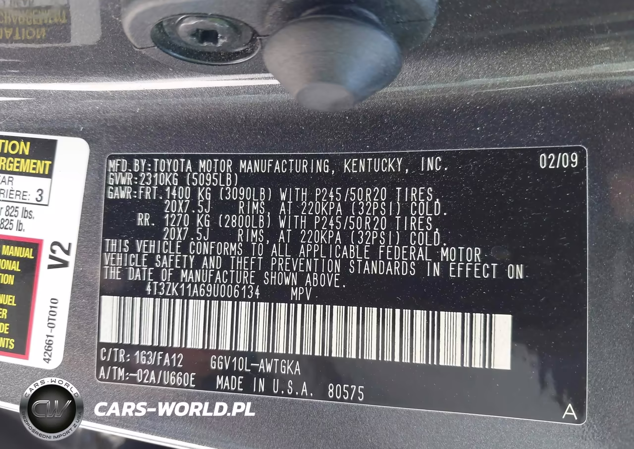 2009 Toyota Venza Base V6 VIN:4T3ZK11A69U006134 - 9