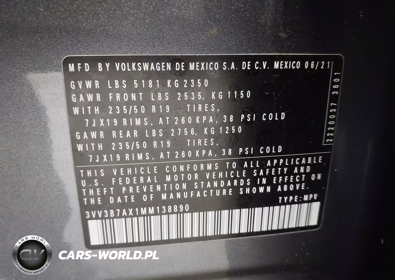 2021 Volkswagen Tiguan 2.0T Se-2.0T Se R-Line Black-2.0T Sel VIN:3VV3B7AX1MM138890 - 9