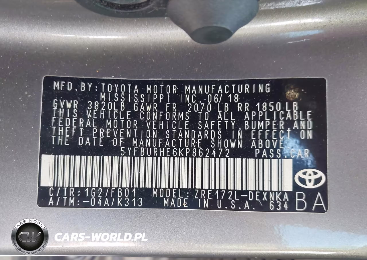 2019 Toyota Corolla Le VIN:5YFBURHE6KP862472 - 9