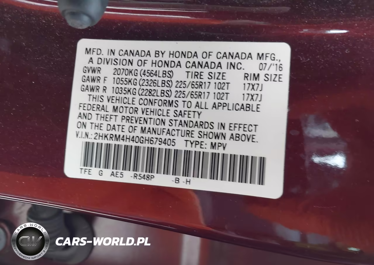 2016 Honda Cr-V Se VIN:2HKRM4H40GH679405 - 9