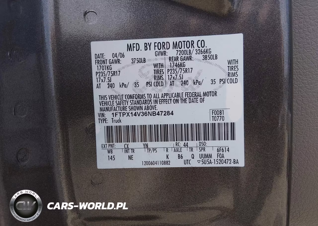 2006 Ford F-150 Fx4-Lariat-Xl-Xlt VIN:1FTPX14V36NB47284 - 9
