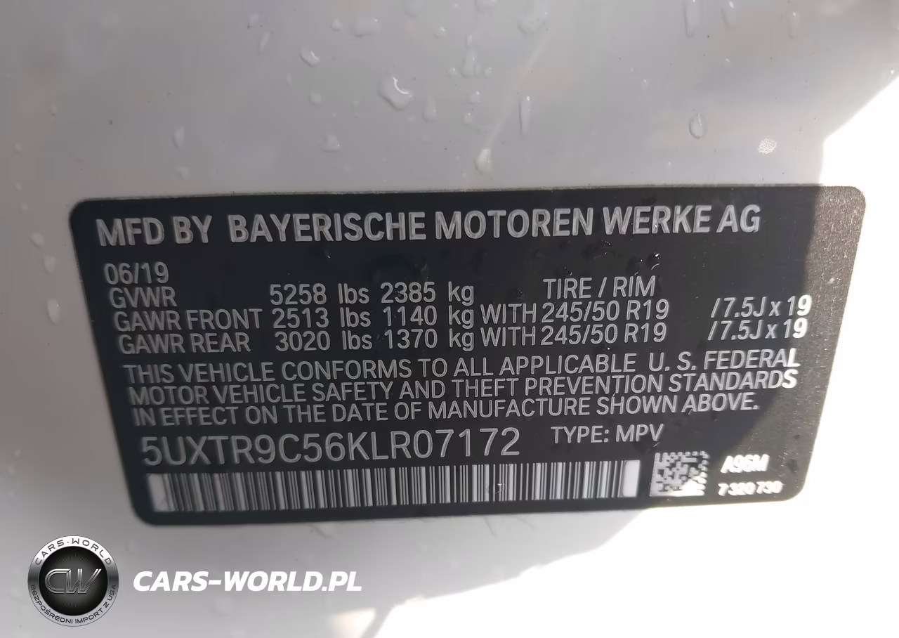 2019 BMW X3 xDrive30I VIN:5UXTR9C56KLR07172 - 9