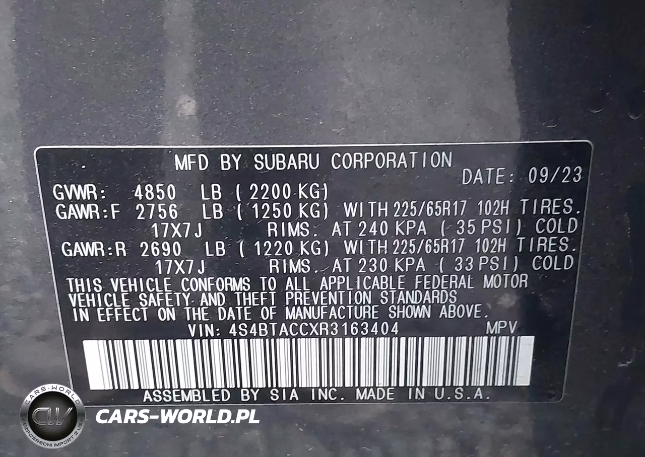 2024 Subaru Outback Premium VIN:4S4BTACCXR3163404 - 9