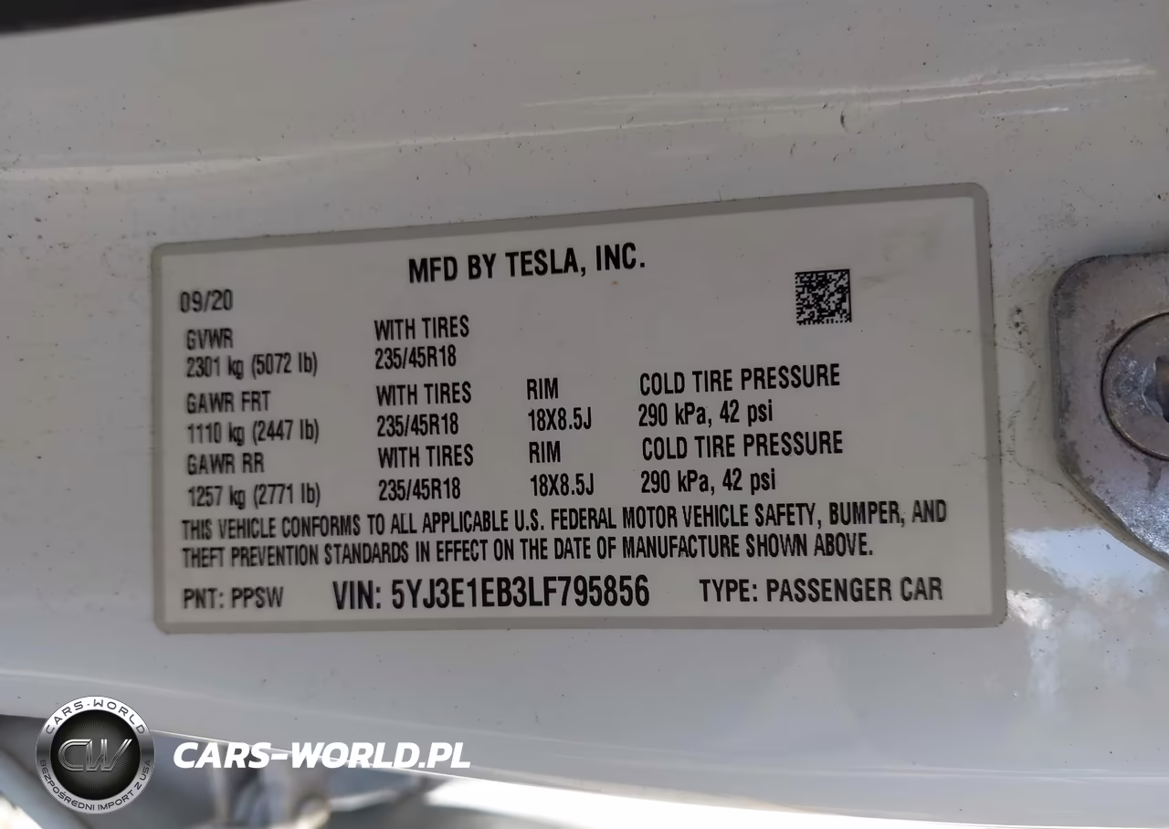2020 Tesla Model 3 Long Range Dual Motor All-Wheel Drive VIN:5YJ3E1EB3LF795856 - 9