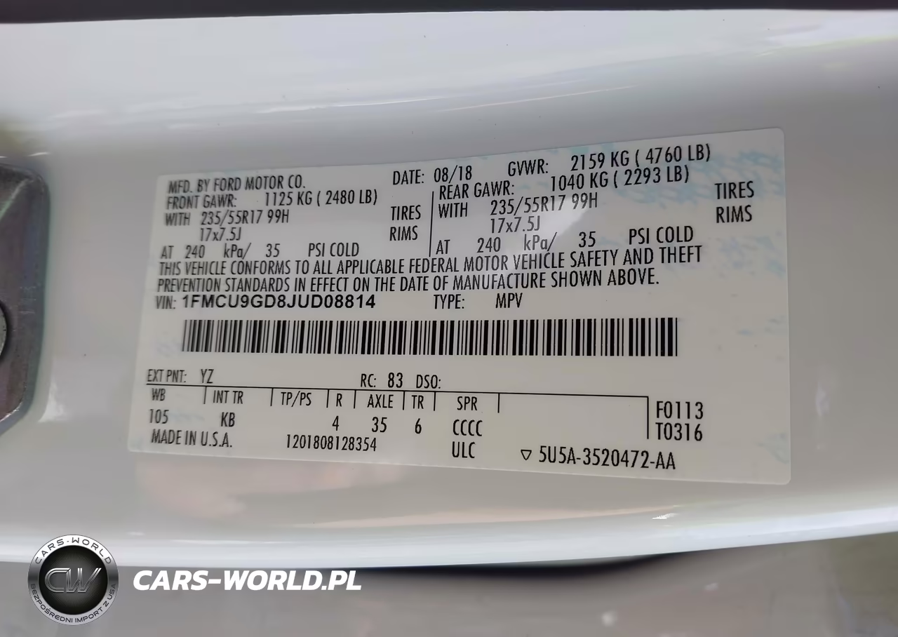 2018 Ford Escape Se VIN:1FMCU9GD8JUD08814 - 9
