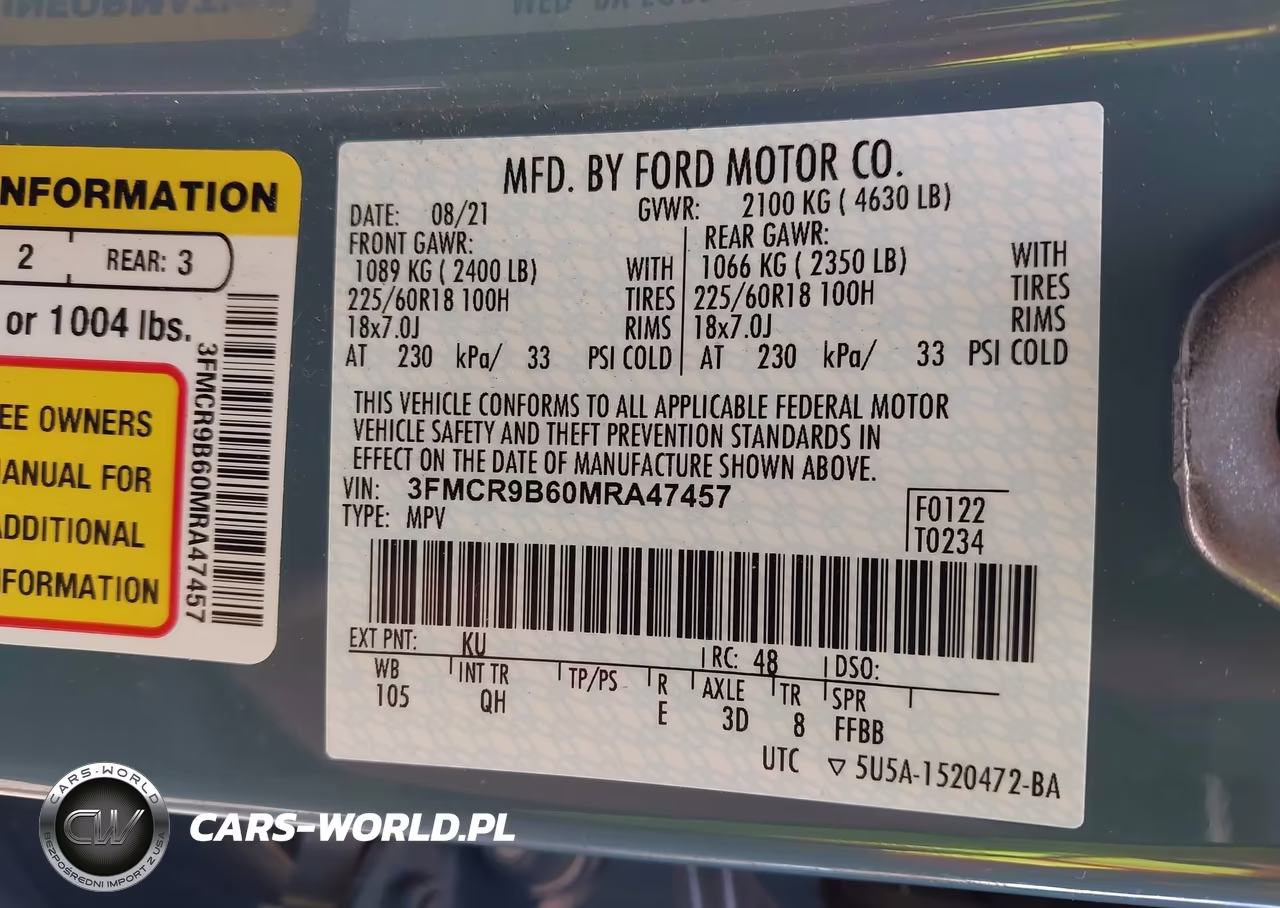 2021 Ford Bronco Sport Big Bend VIN:3FMCR9B60MRA47457 - 9