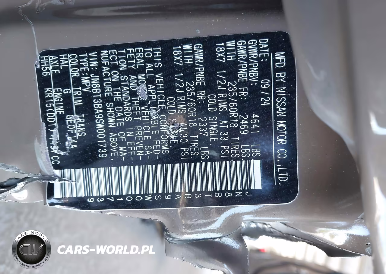 2025 Nissan Rogue Sv Fwd VIN:JN8BT3BA9SW001739 - 9