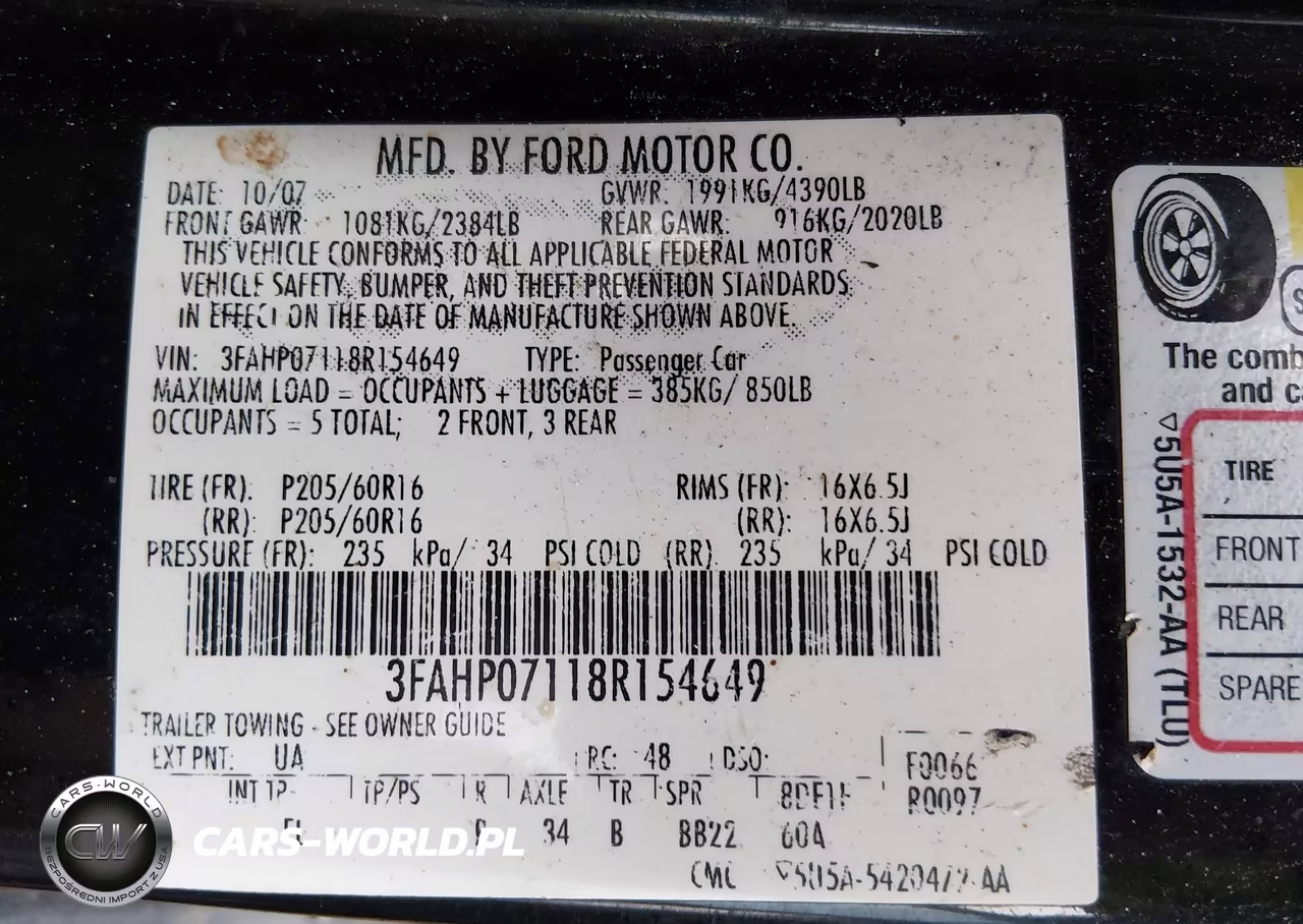 2008 Ford Fusion Se VIN:3FAHP07118R154649 - 9
