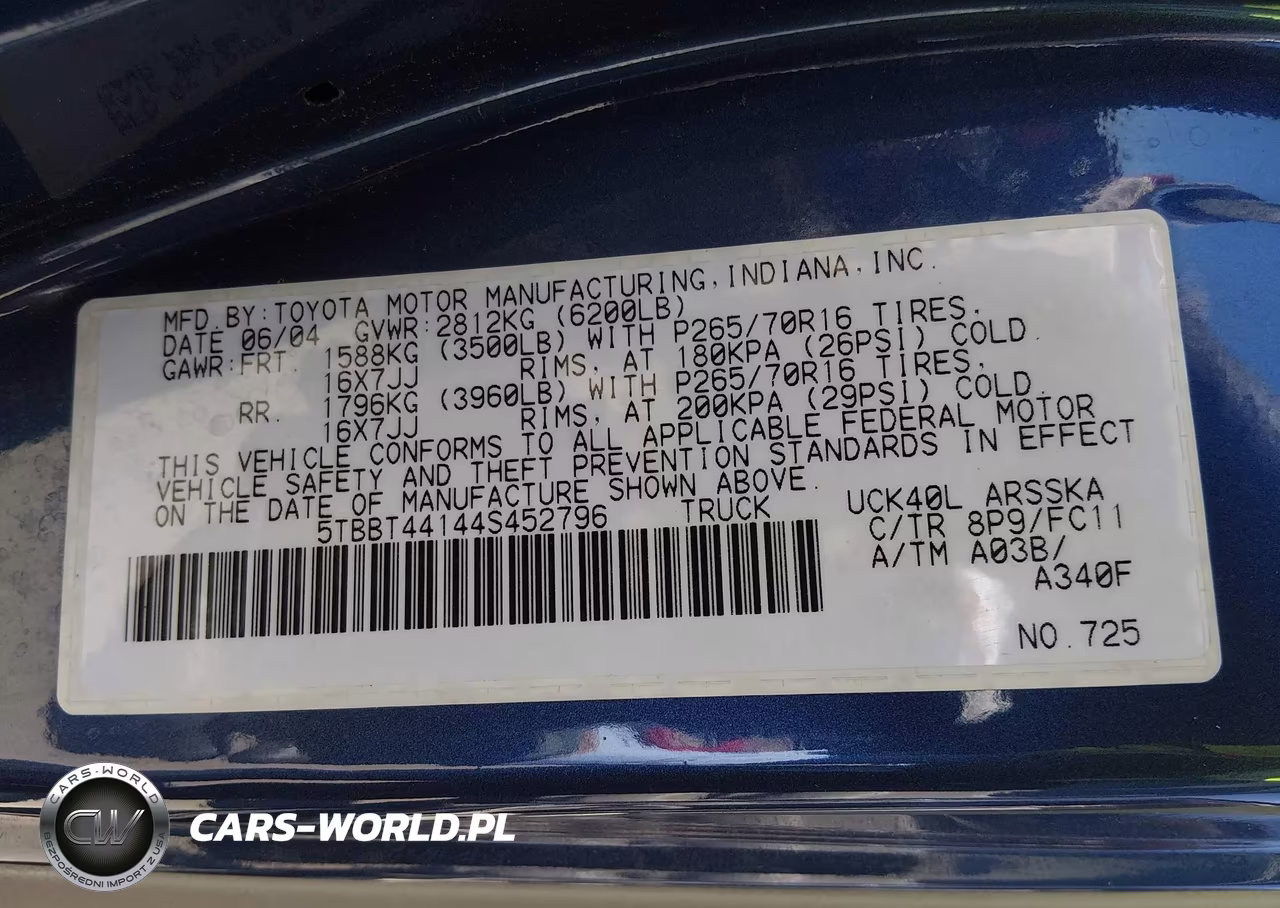 2004 Toyota Tundra Sr5 V8 VIN:5TBBT44144S452796 - 9