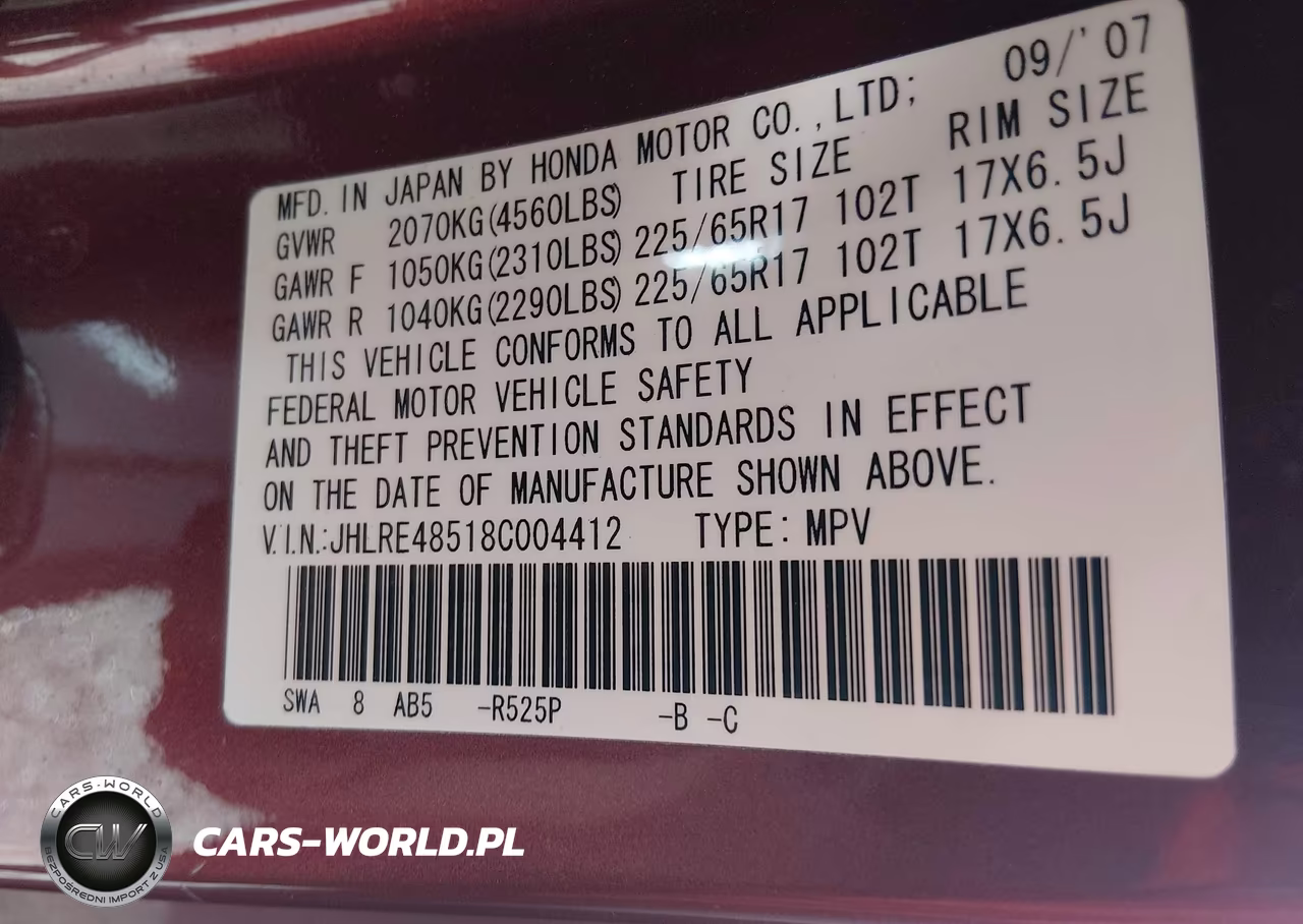 2008 Honda Cr-V Ex VIN:JHLRE48518C004412 - 9