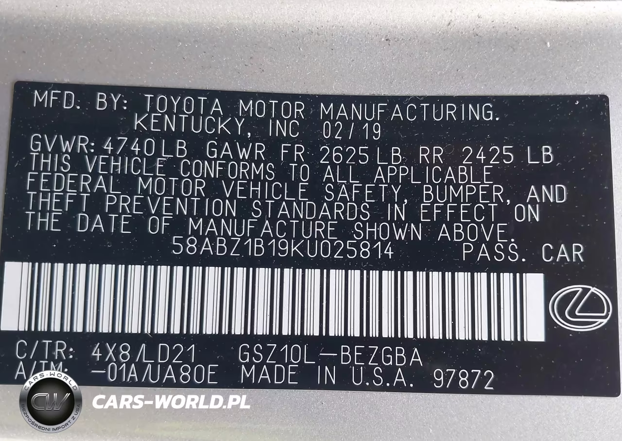 2019 Lexus Es 350 VIN:58ABZ1B19KU025814 - 9