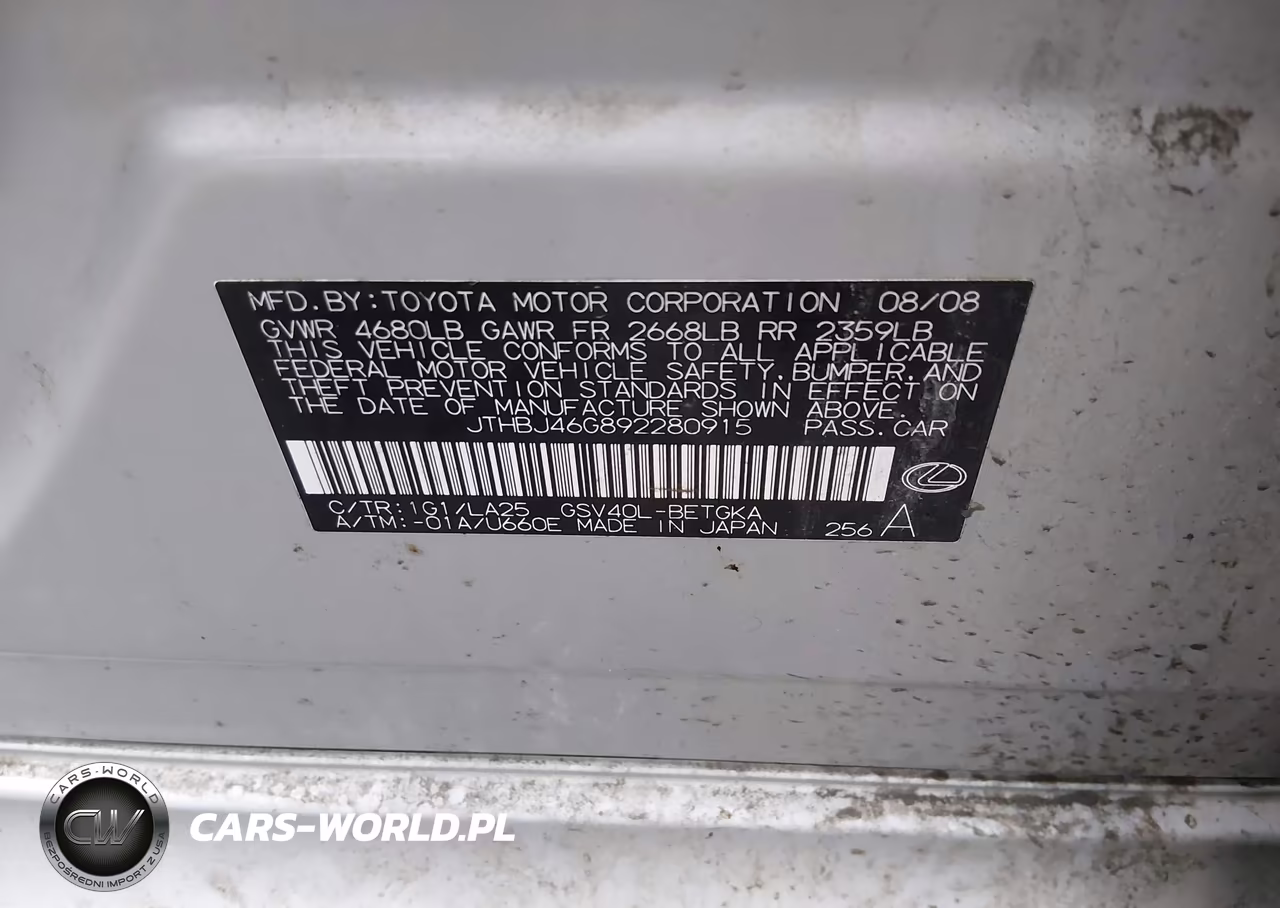 2009 Lexus Es 350 VIN:JTHBJ46G892280915 - 9