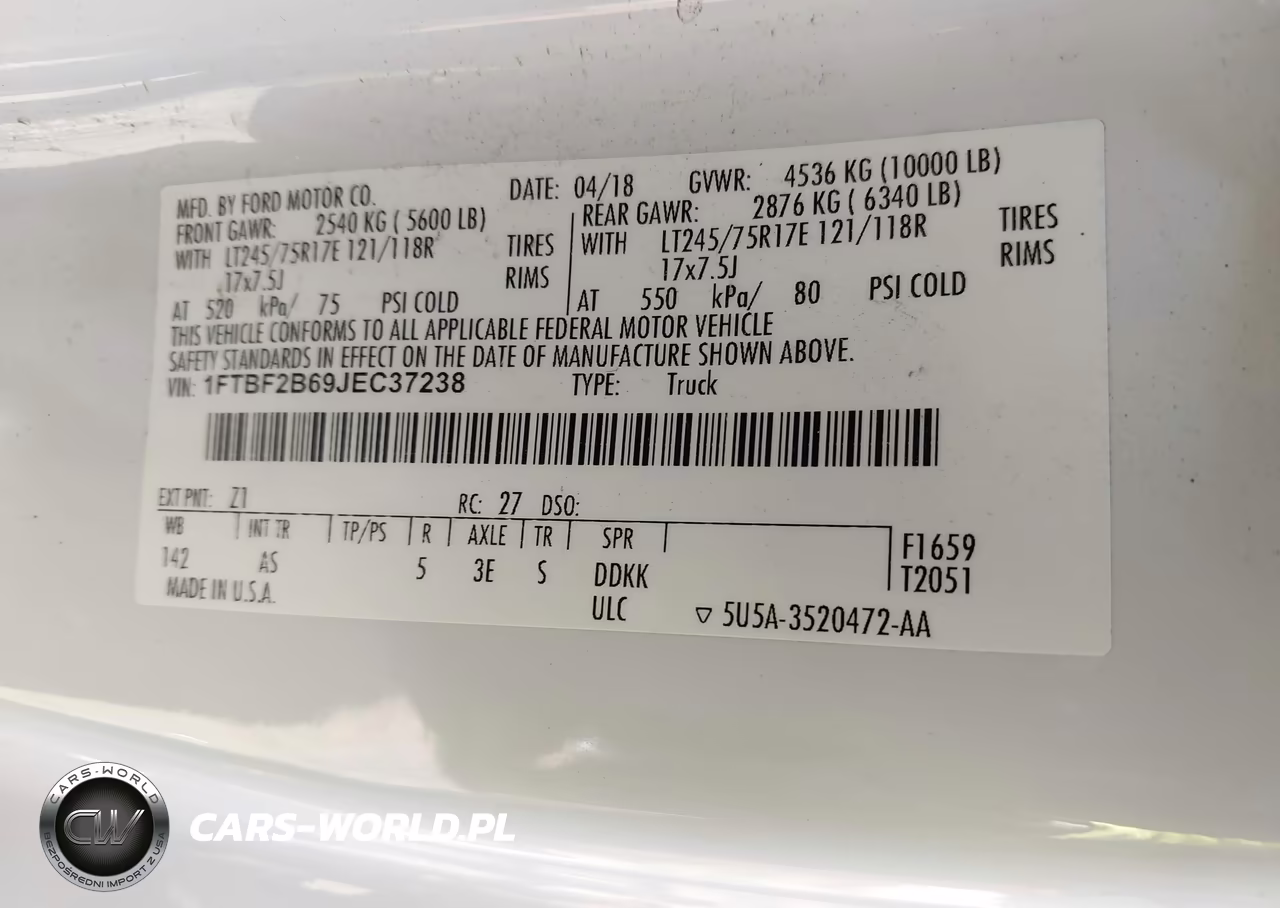2018 Ford F-250 Xl VIN:1FTBF2B69JEC37238 - 9