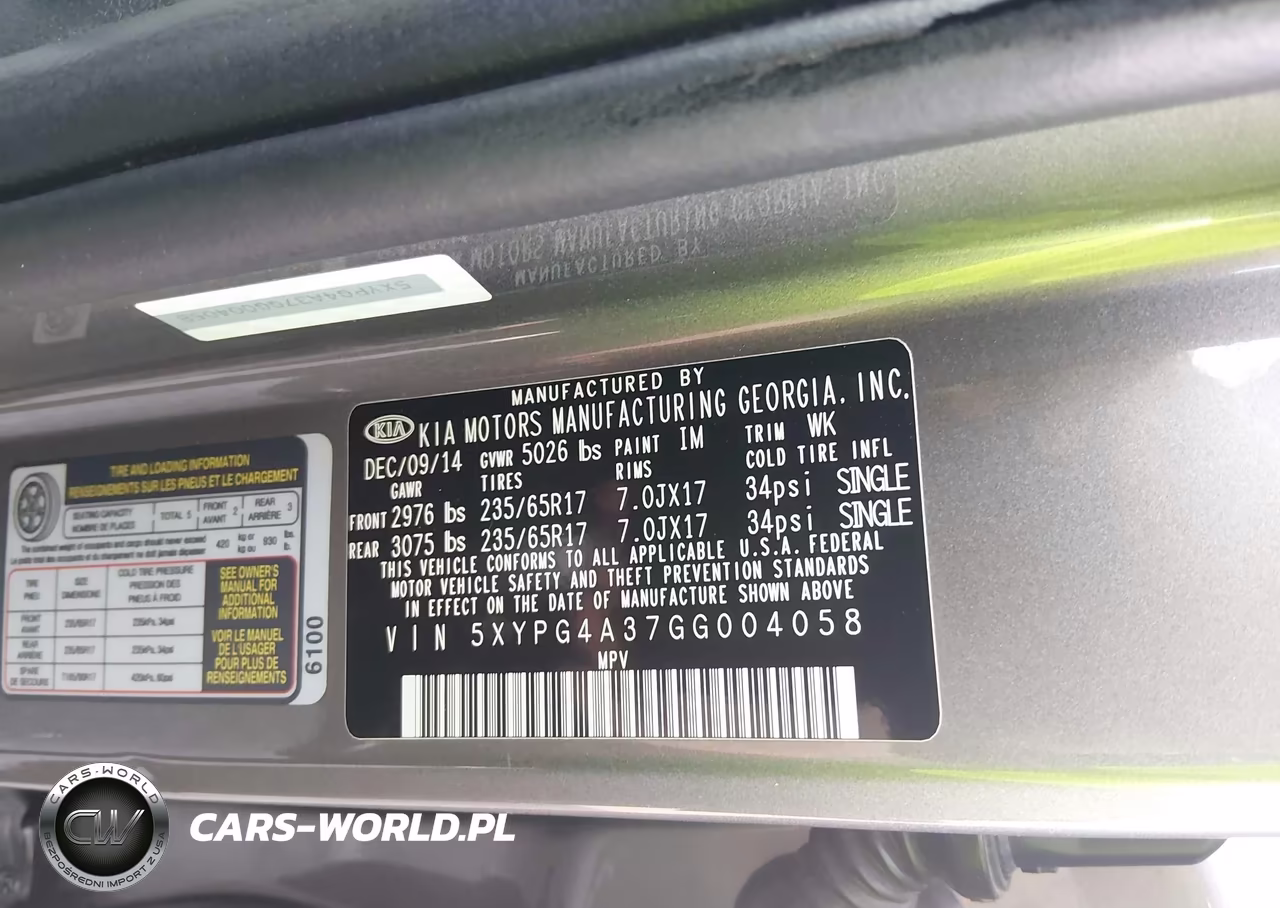 2016 Kia Sorento 2.4L L VIN:5XYPG4A37GG004058 - 9