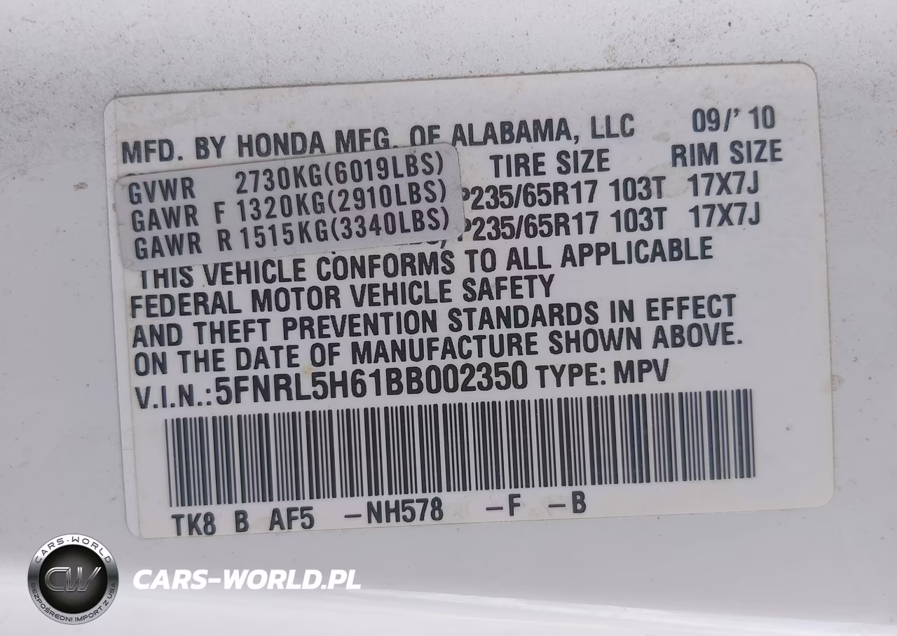 2011 Honda Odyssey Ex-L VIN:5FNRL5H61BB002350 - 9
