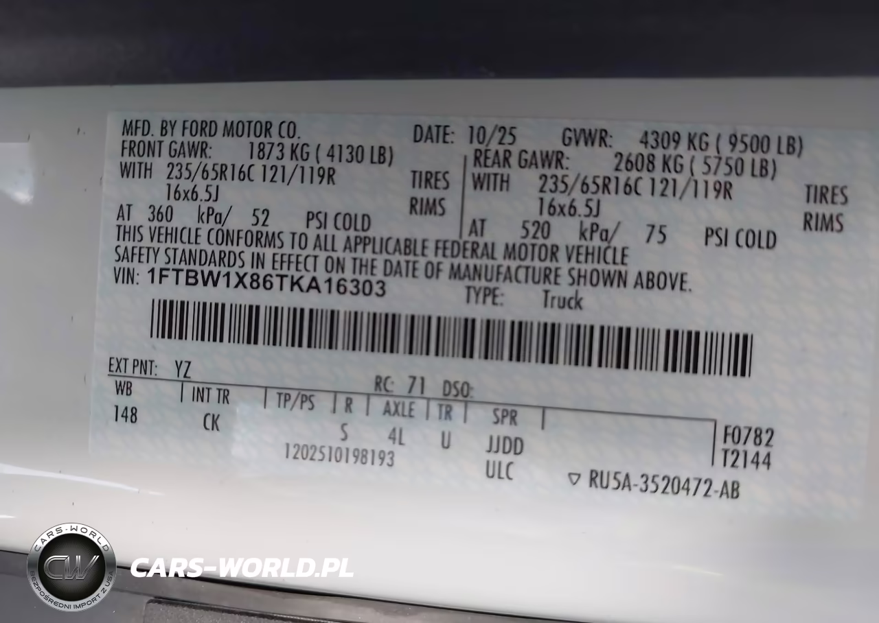 2026 Ford Transit-350 VIN:1FTBW1X86TKA16303 - 9