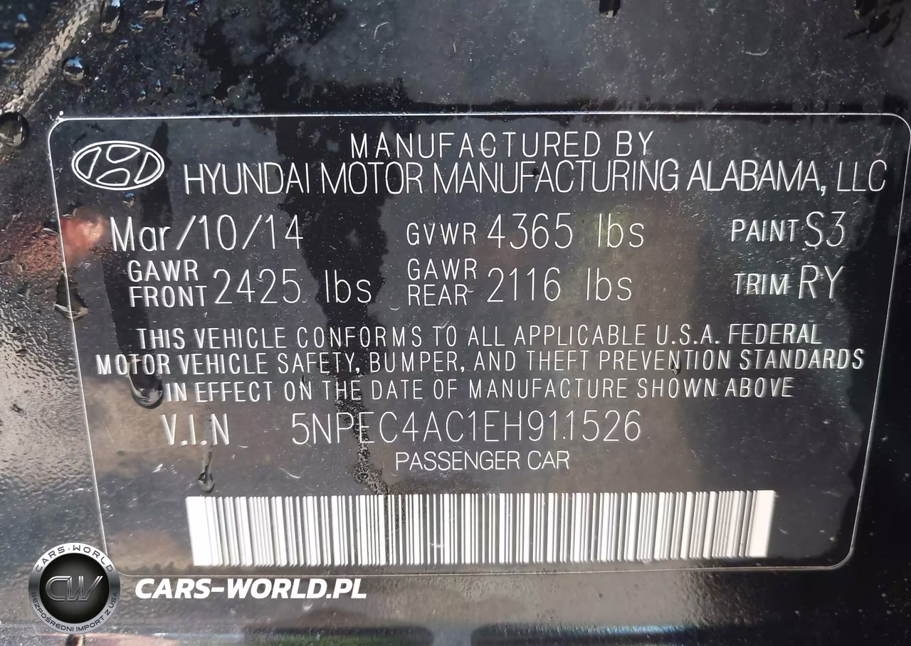 2014 Hyundai Sonata Se VIN:5NPEC4AC1EH911526 - 9
