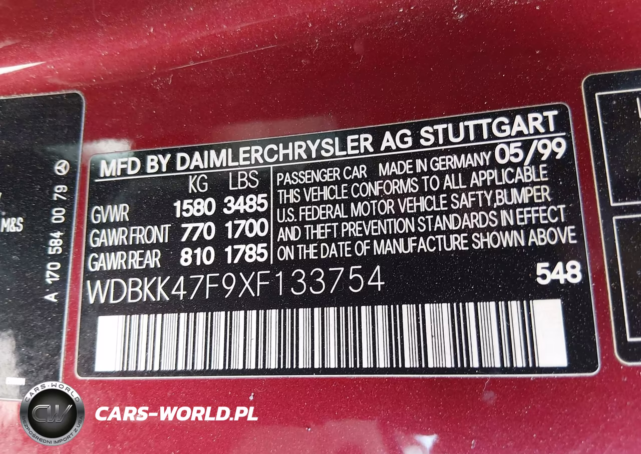 1999 Mercedes-Benz Slk 230 Kompressor VIN:WDBKK47F9XF133754 - 9