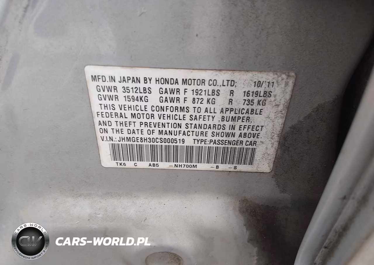 2012 Honda Fit VIN:JHMGE8H30CS000519 - 9