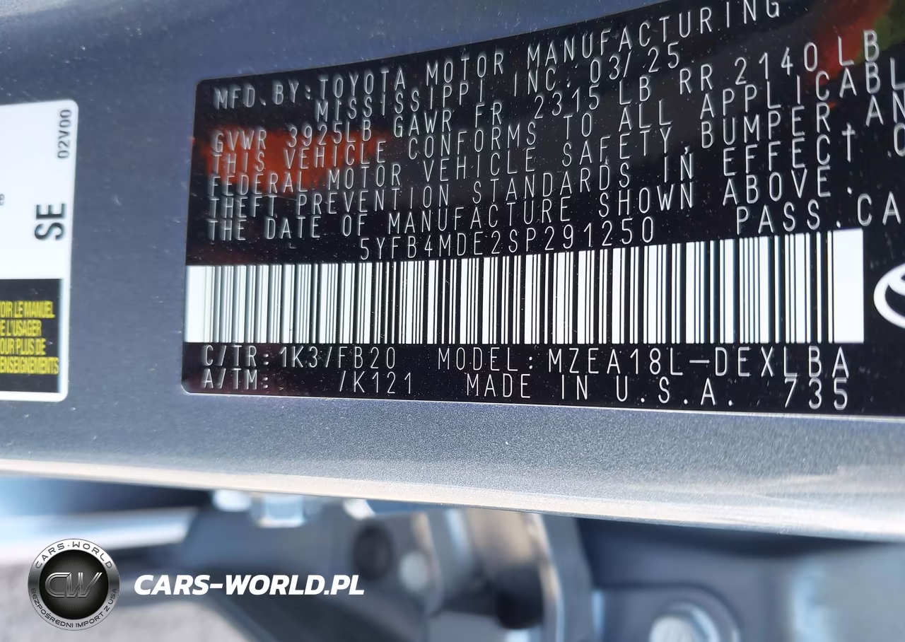 2025 Toyota Corolla Le VIN:5YFB4MDE2SP291250 - 9