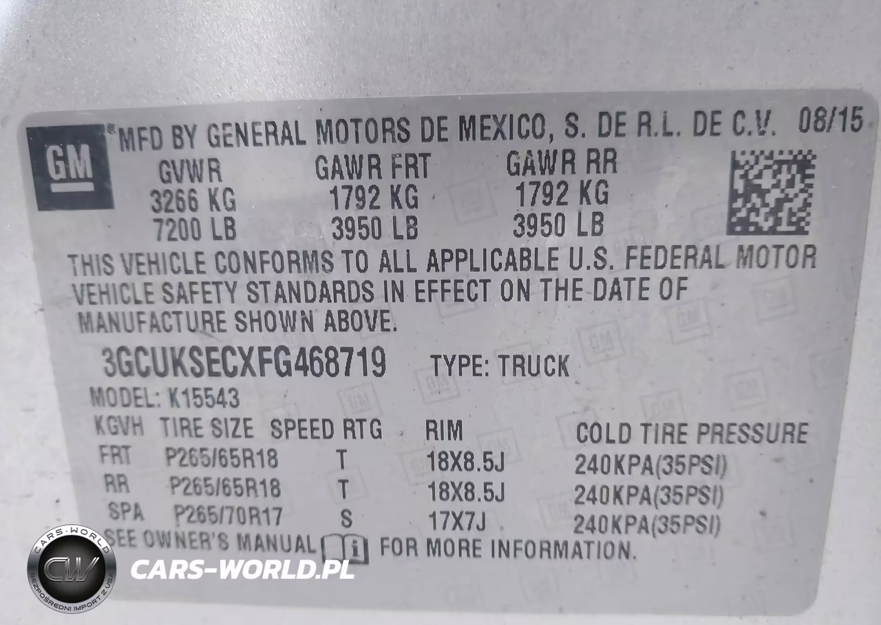 2015 Chevrolet Silverado 1500 2Lz VIN:3GCUKSECXFG468719 - 9