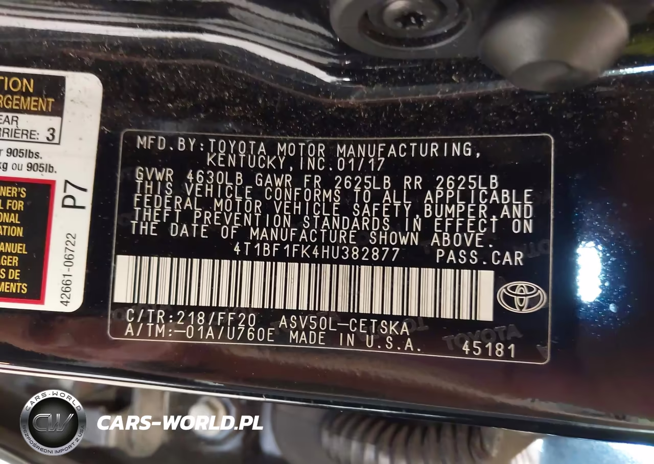 2017 Toyota Camry Se VIN:4T1BF1FK4HU382877 - 9