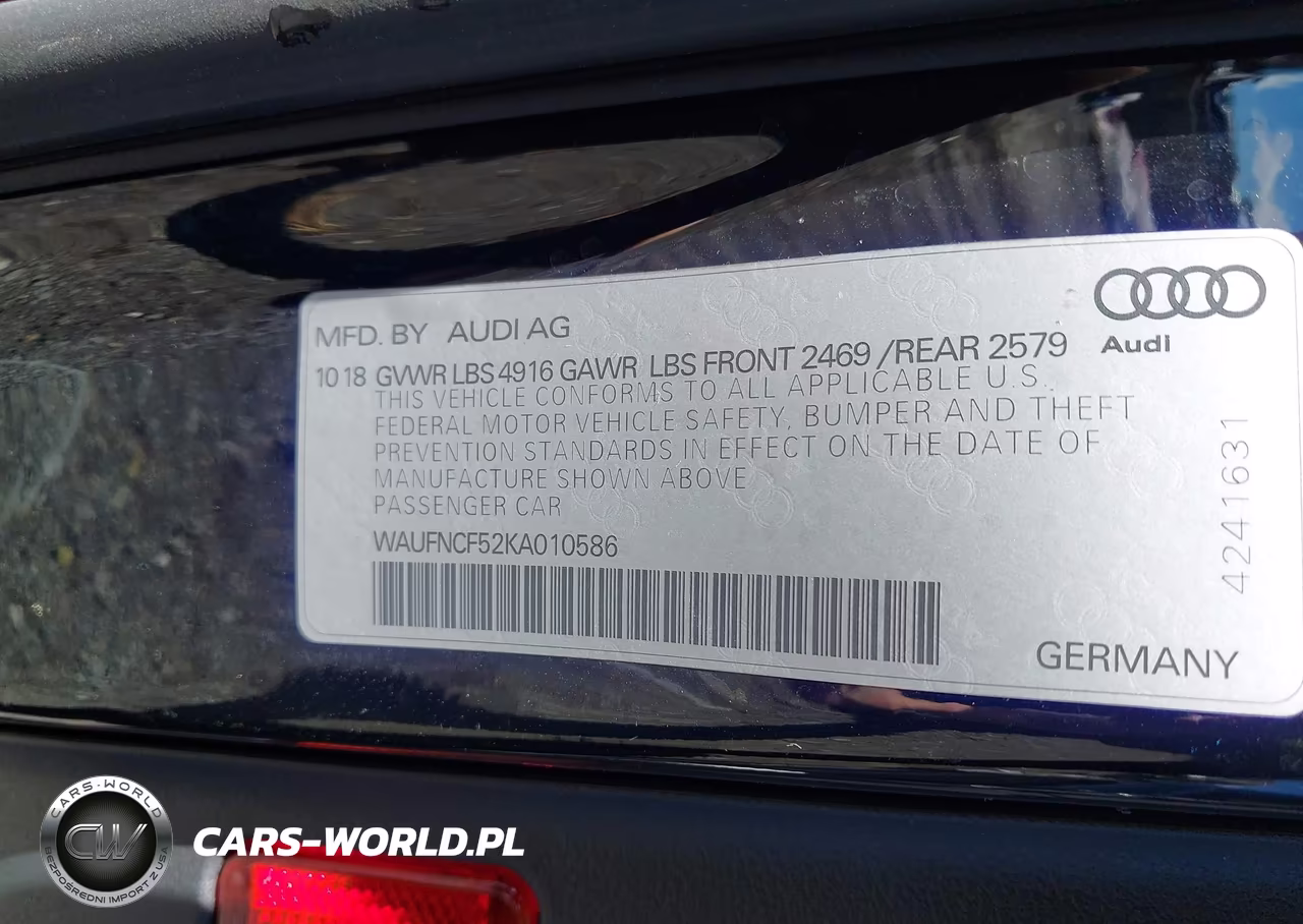 2019 Audi A5 Sportback 45 Pres 45 Premium VIN:WAUFNCF52KA010586 - 9