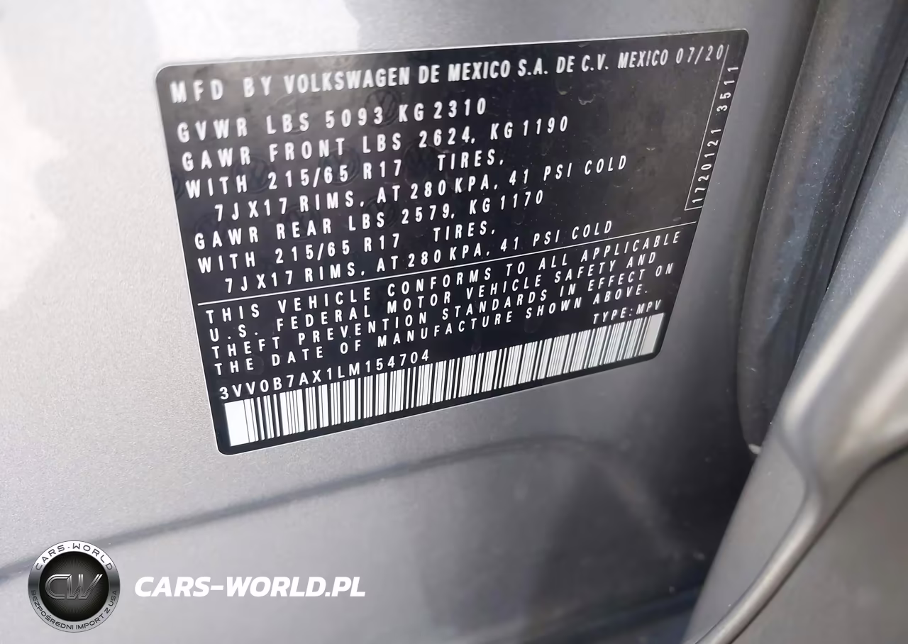 2020 Volkswagen Tiguan 2.0T S VIN:3VV0B7AX1LM154704 - 9