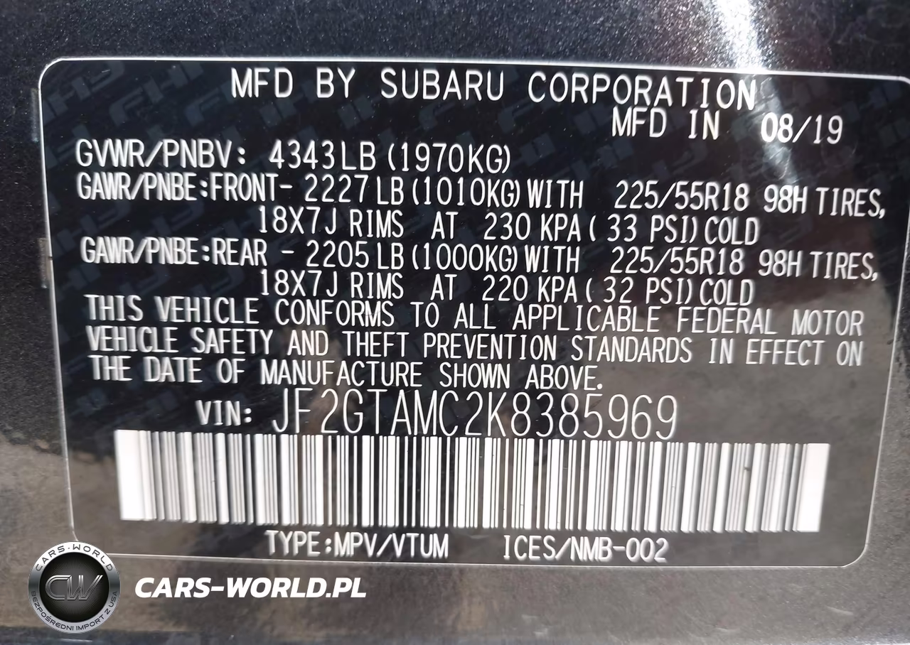 2019 Subaru Crosstrek 2.0I Limited VIN:JF2GTAMC2K8385969 - 9