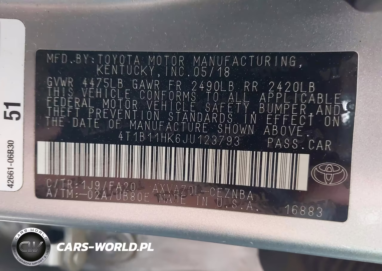 2018 Toyota Camry Le VIN:4T1B11HK6JU123793 - 9