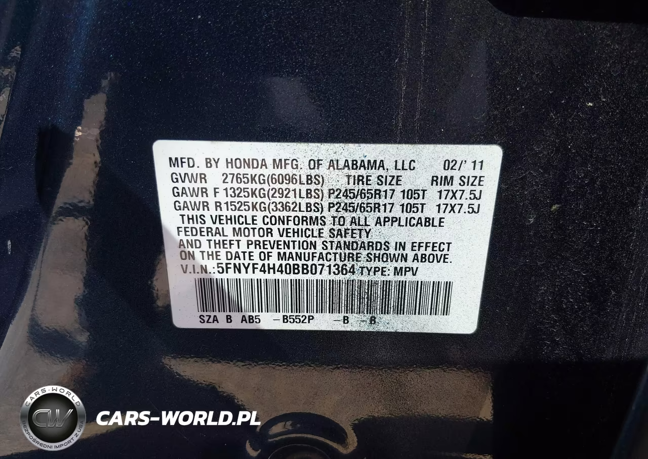 2011 Honda Pilot Ex VIN:5FNYF4H40BB071364 - 9