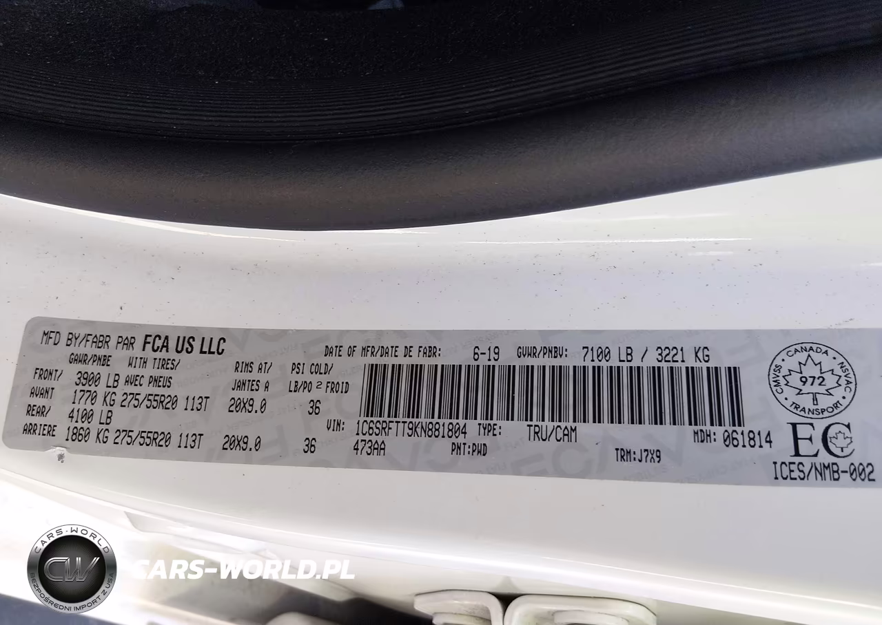 2019 Ram 1500 Sport VIN:1C6SRFTT9KN881804 - 9