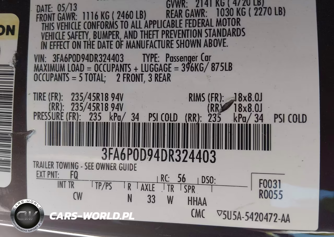 2013 Ford Fusion Titanium VIN:3FA6P0D94DR324403 - 9