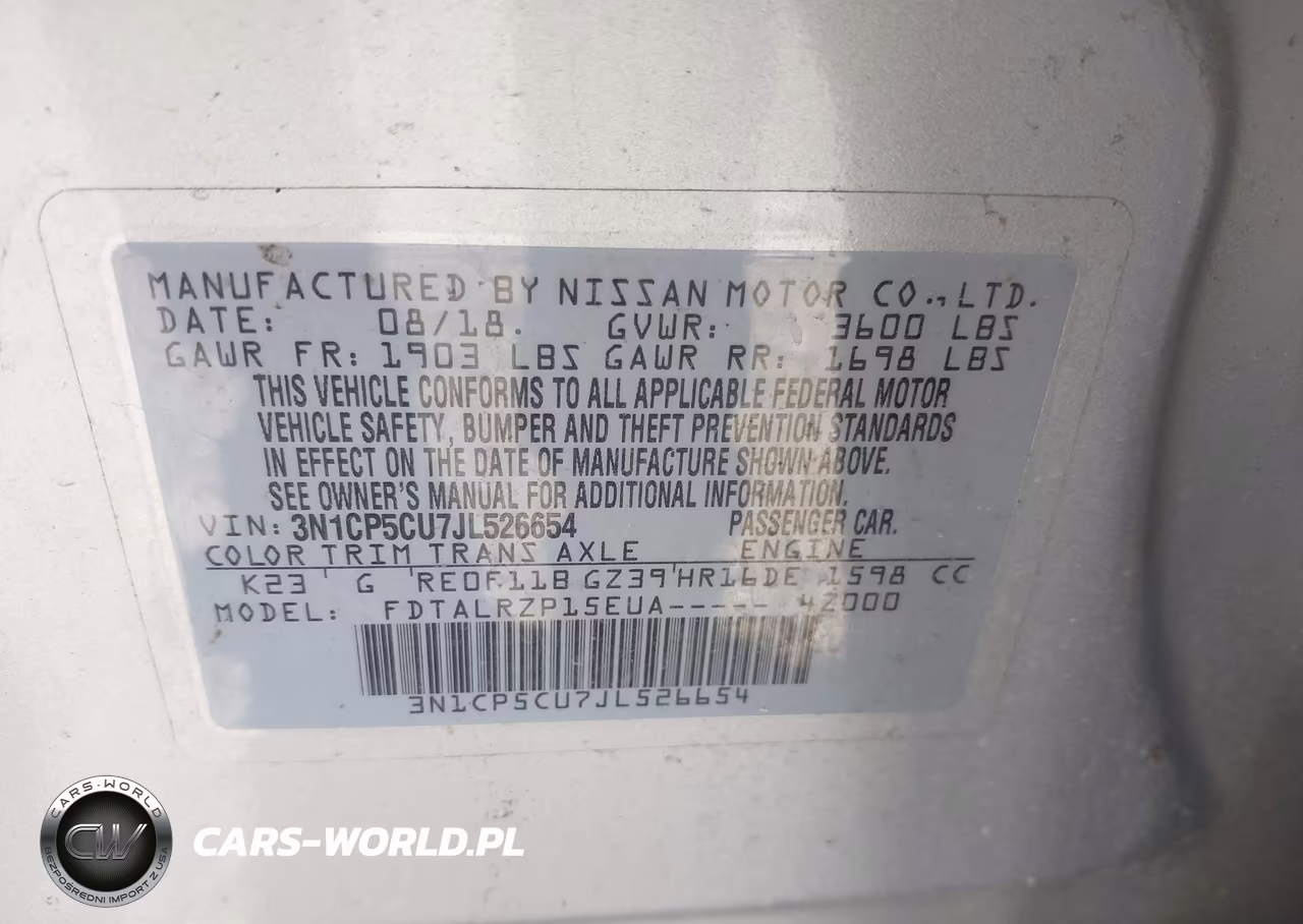 2018 Nissan Kicks S VIN:3N1CP5CU7JL526654 - 9