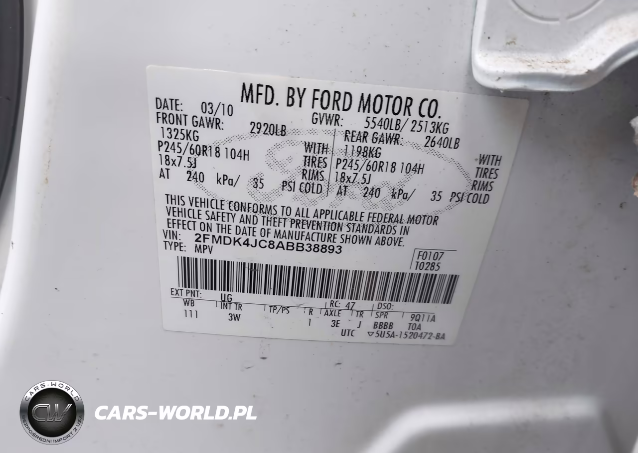2010 Ford Edge Sel VIN:2FMDK4JC8ABB38893 - 9