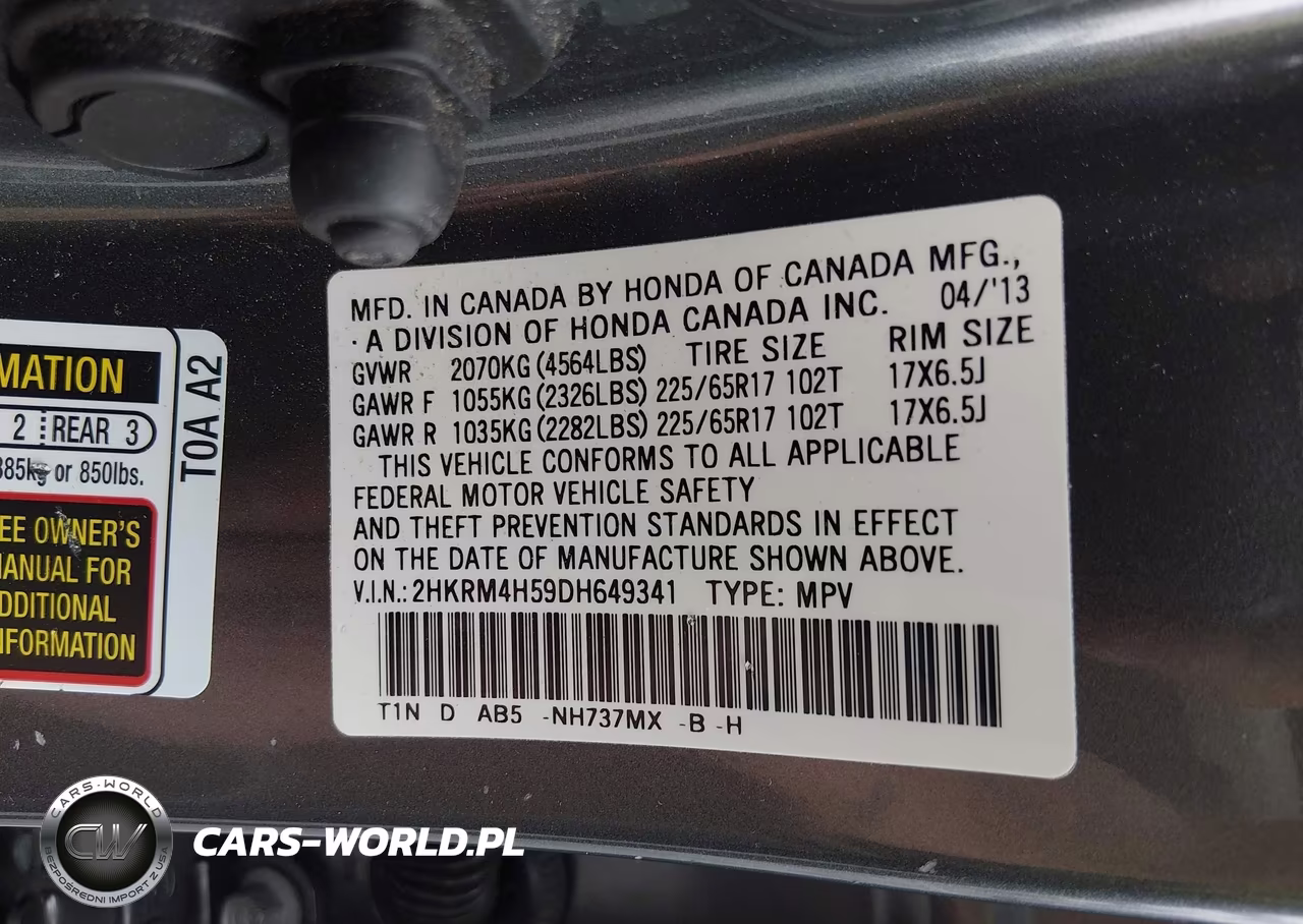 2013 Honda Cr-V Ex VIN:2HKRM4H59DH649341 - 9